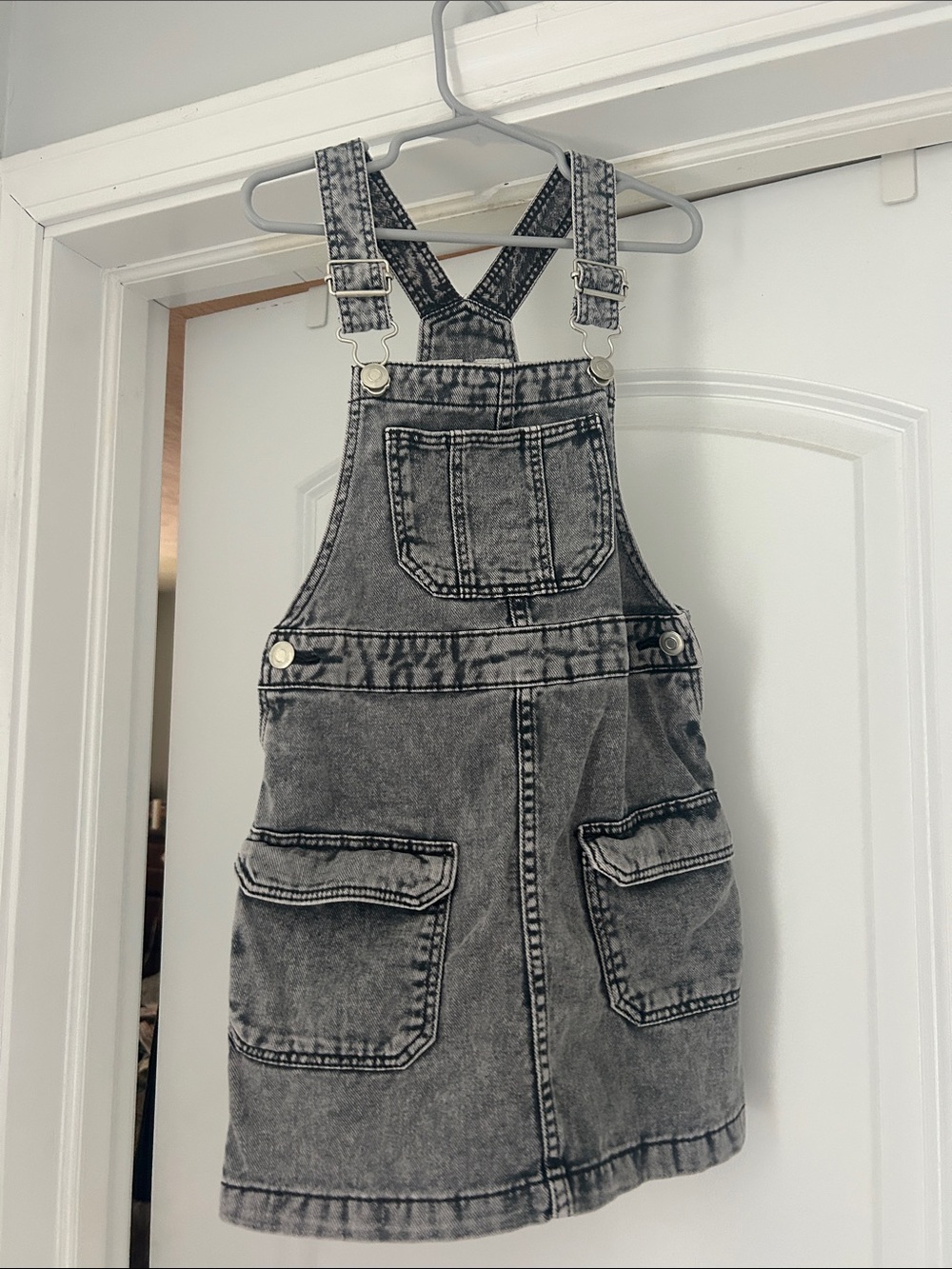 H&M Washed Black Denim Overall Skirt